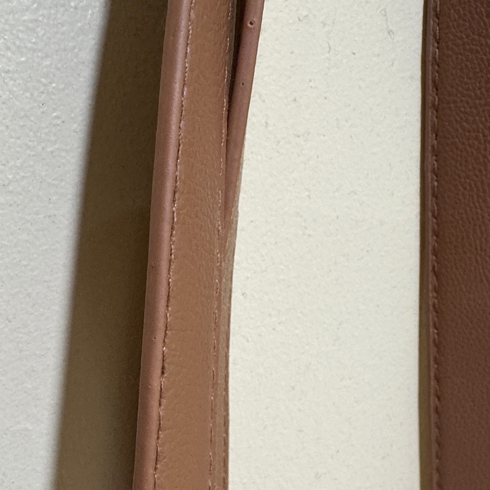 Beige Woven Tote Bag with Brown Straps - Picture 9 of 15